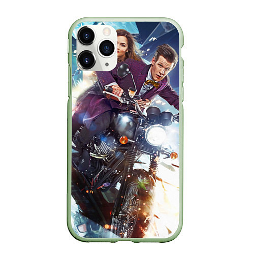 Чехол iPhone 11 Pro матовый 11 доктор на мотоцикле / 3D-Салатовый – фото 1