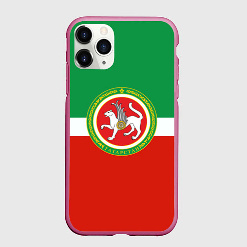 Чехол iPhone 11 Pro матовый Татарстан: флаг / 3D-Малиновый – фото 1