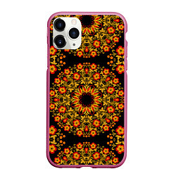 Чехол iPhone 11 Pro матовый Хохлома Роспись, цвет: 3D-малиновый