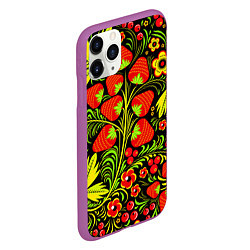 Чехол iPhone 11 Pro матовый Хохлома: земляника, цвет: 3D-фиолетовый — фото 2