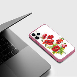 Чехол iPhone 11 Pro матовый Вышивка 22, цвет: 3D-малиновый — фото 2