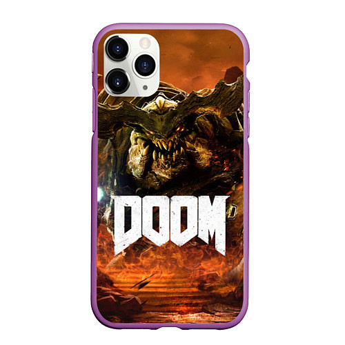Чехол iPhone 11 Pro матовый DOOM 4: Hell Cyberdemon / 3D-Фиолетовый – фото 1