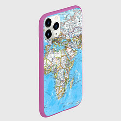 Чехол iPhone 11 Pro матовый Карта мира - политическая, цвет: 3D-фиолетовый — фото 2