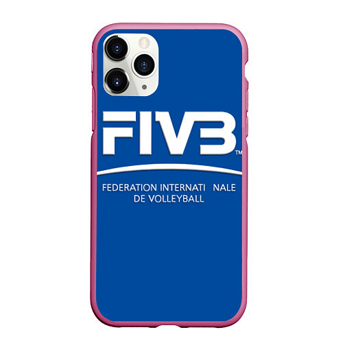 Чехол iPhone 11 Pro матовый Волейбол FIVB / 3D-Малиновый – фото 1