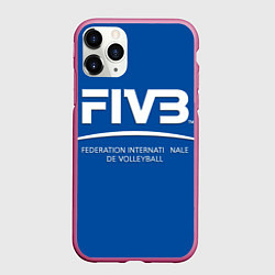 Чехол iPhone 11 Pro матовый Волейбол FIVB, цвет: 3D-малиновый