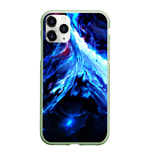 Чехол iPhone 11 Pro матовый Космос / 3D-Салатовый – фото 1