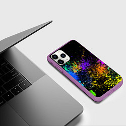 Чехол iPhone 11 Pro матовый Брызги красок, цвет: 3D-фиолетовый — фото 2