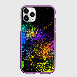 Чехол iPhone 11 Pro матовый Брызги красок, цвет: 3D-фиолетовый