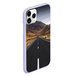Чехол iPhone 11 Pro матовый Пейзаж горная трасса, цвет: 3D-светло-сиреневый — фото 2