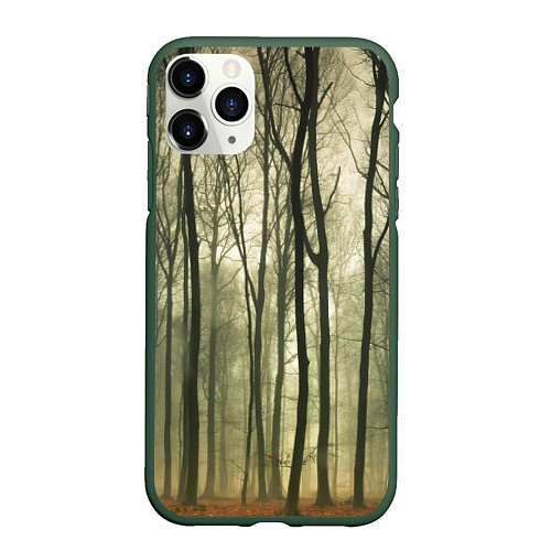 Чехол iPhone 11 Pro матовый Чарующий лес / 3D-Темно-зеленый – фото 1