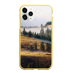 Чехол iPhone 11 Pro матовый Туман в горах, цвет: 3D-желтый