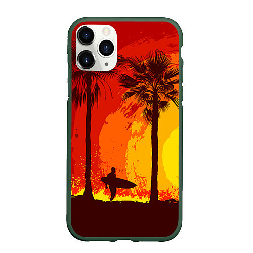 Чехол iPhone 11 Pro матовый Summer Surf / 3D-Темно-зеленый – фото 1