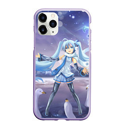 Чехол iPhone 11 Pro матовый Hatsune Miku, цвет: 3D-светло-сиреневый