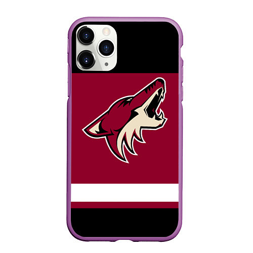 Чехол iPhone 11 Pro матовый Arizona Coyotes / 3D-Фиолетовый – фото 1