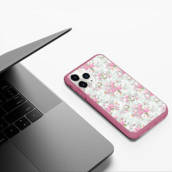 Чехол iPhone 11 Pro матовый Flower pattern, цвет: 3D-малиновый — фото 2