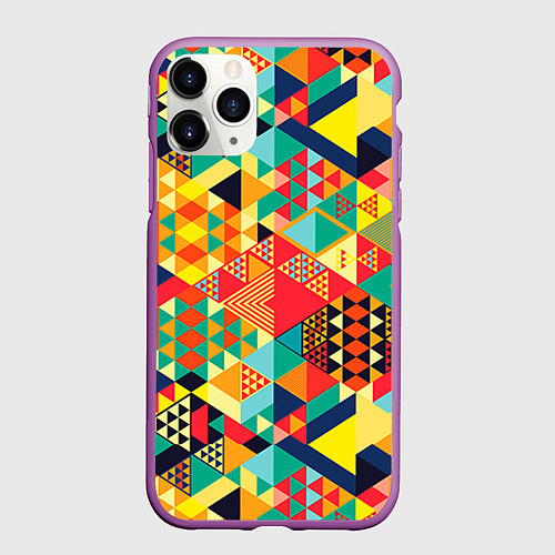 Чехол iPhone 11 Pro матовый Геометрия / 3D-Фиолетовый – фото 1