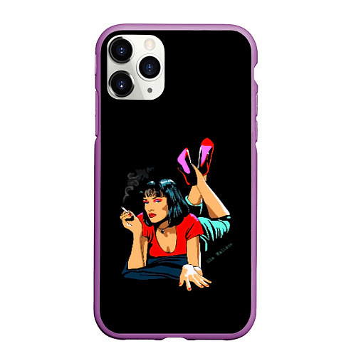 Чехол iPhone 11 Pro матовый Pulp Fiction: Mia Wallace / 3D-Фиолетовый – фото 1