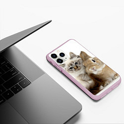 Чехол iPhone 11 Pro матовый Кот и кролик пушистые, цвет: 3D-розовый — фото 2