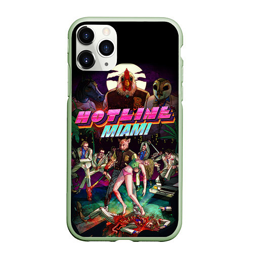 Чехол iPhone 11 Pro матовый Hotline Miami / 3D-Салатовый – фото 1