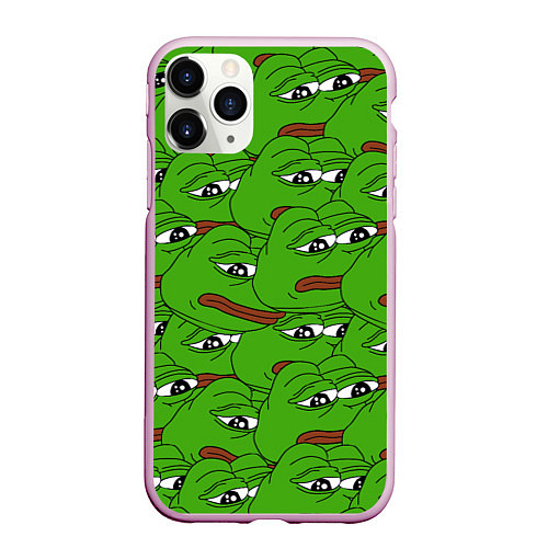Чехол iPhone 11 Pro матовый Sad frogs / 3D-Розовый – фото 1