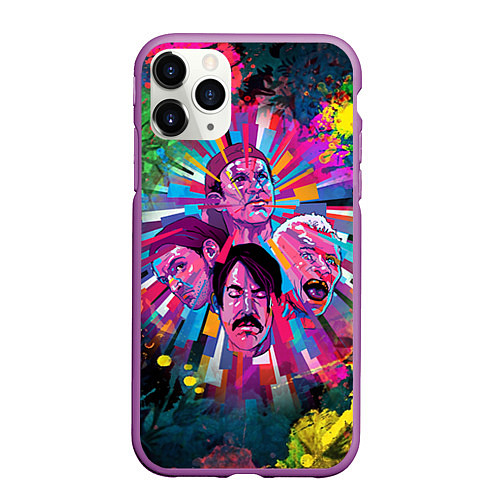 Чехол iPhone 11 Pro матовый Red Hot Chili Peppers Art / 3D-Фиолетовый – фото 1