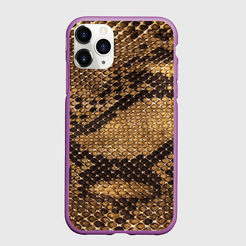 Чехол iPhone 11 Pro матовый Змеиная кожа / 3D-Фиолетовый – фото 1