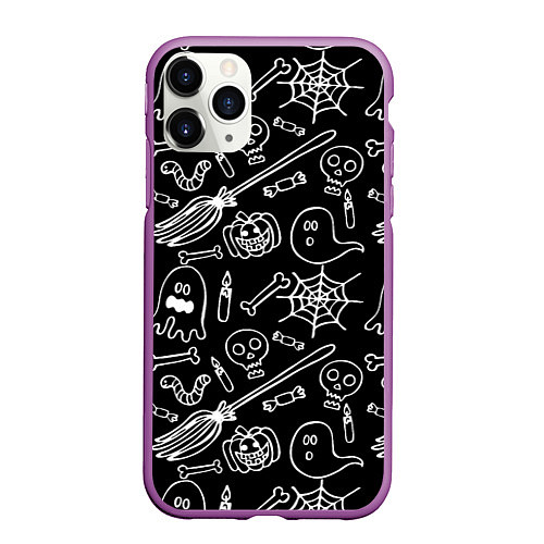 Чехол iPhone 11 Pro матовый Призрачный арт / 3D-Фиолетовый – фото 1