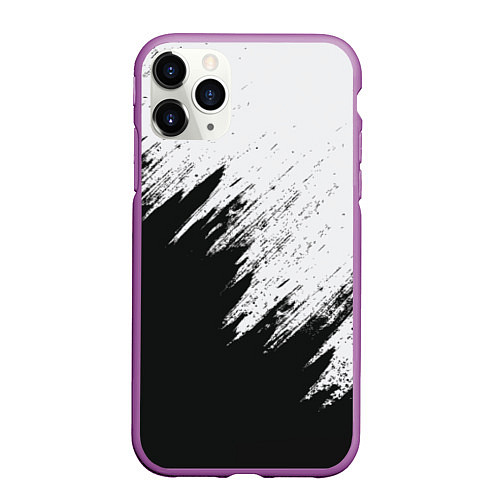 Чехол iPhone 11 Pro матовый Черно-белый разрыв / 3D-Фиолетовый – фото 1