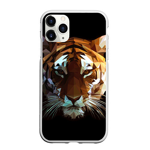 Чехол iPhone 11 Pro матовый Poly Tiger / 3D-Белый – фото 1