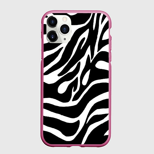 Чехол iPhone 11 Pro матовый Зебра / 3D-Малиновый – фото 1