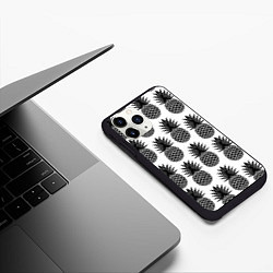 Чехол iPhone 11 Pro матовый Ананасы 3, цвет: 3D-черный — фото 2