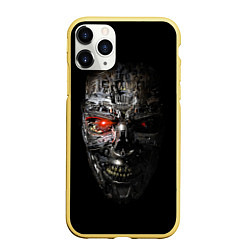 Чехол iPhone 11 Pro матовый Terminator Skull, цвет: 3D-желтый