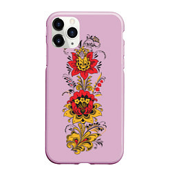 Чехол iPhone 11 Pro матовый Хохлома: цветы