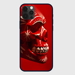 Чехол для iPhone 12 Pro Max Красный череп, цвет: 3D-черный