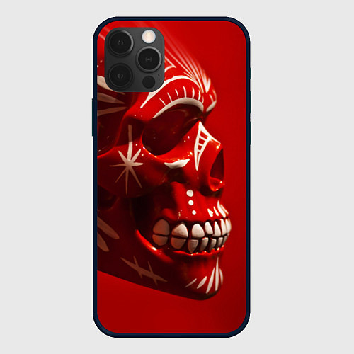 Чехол iPhone 12 Pro Max Красный череп / 3D-Черный – фото 1