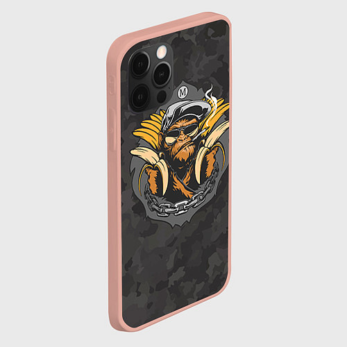 Чехол iPhone 12 Pro Max Камуфляжная обезьяна / 3D-Светло-розовый – фото 2
