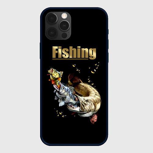 Чехол iPhone 12 Pro Max Gold Fishing / 3D-Черный – фото 1