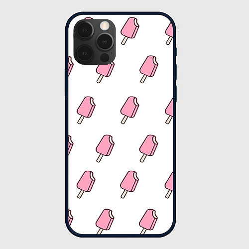 Чехол iPhone 12 Pro Max Мороженое розовое / 3D-Черный – фото 1