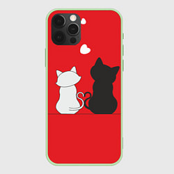 Чехол для iPhone 12 Pro Max Cat Love, цвет: 3D-салатовый