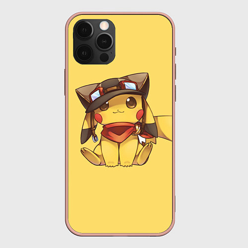 Чехол iPhone 12 Pro Max Pikachu / 3D-Светло-розовый – фото 1