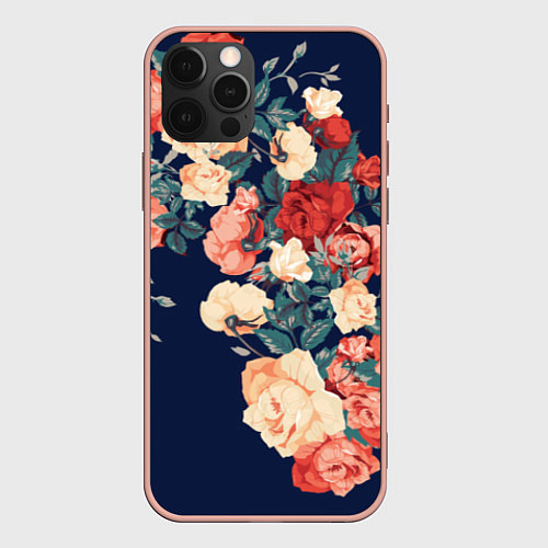 Чехол iPhone 12 Pro Max Fashion flowers / 3D-Светло-розовый – фото 1