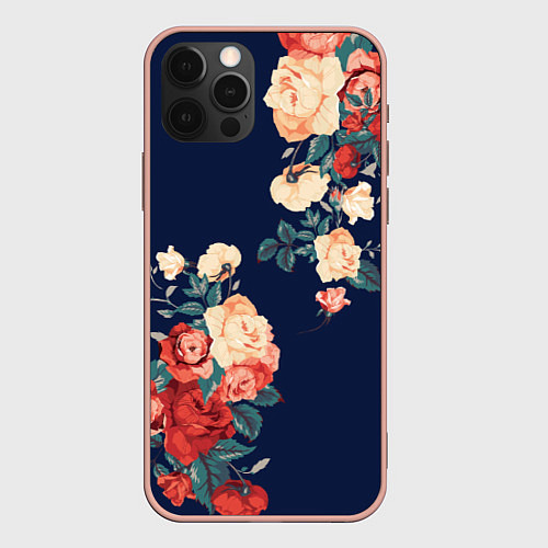 Чехол iPhone 12 Pro Max Fashion flowers / 3D-Светло-розовый – фото 1