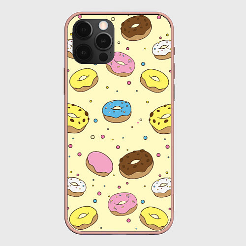 Чехол iPhone 12 Pro Max Сладкие пончики / 3D-Светло-розовый – фото 1
