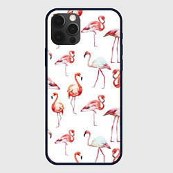 Чехол для iPhone 12 Pro Max Действия фламинго, цвет: 3D-черный