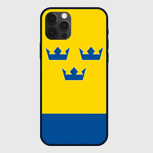 Чехол iPhone 12 Pro Max Сборная Швеции: домашняя форма / 3D-Черный – фото 1