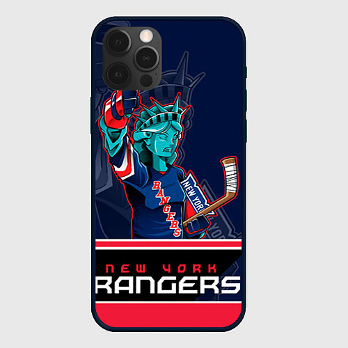 Чехол iPhone 12 Pro Max New York Rangers / 3D-Черный – фото 1