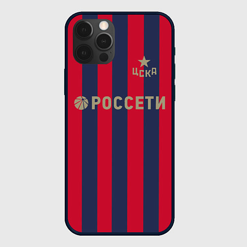 Чехол iPhone 12 Pro Max ФК ЦСКА: Россети / 3D-Черный – фото 1