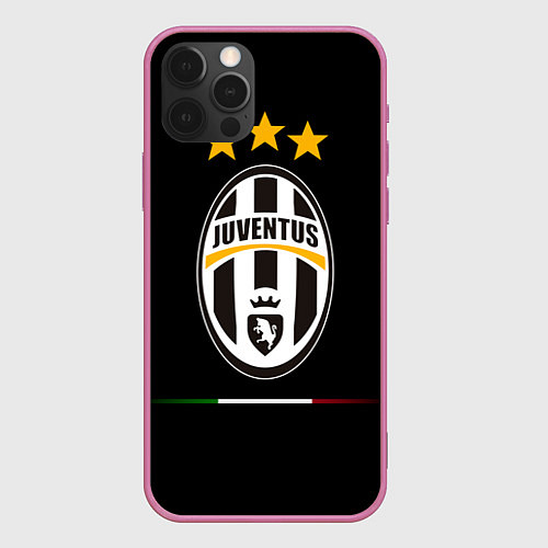 Чехол iPhone 12 Pro Max Juventus: 3 stars / 3D-Малиновый – фото 1