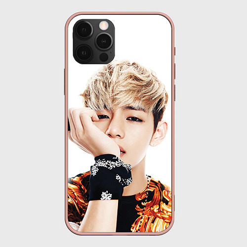Чехол iPhone 12 Pro Max Kim TaeHyung / 3D-Светло-розовый – фото 1