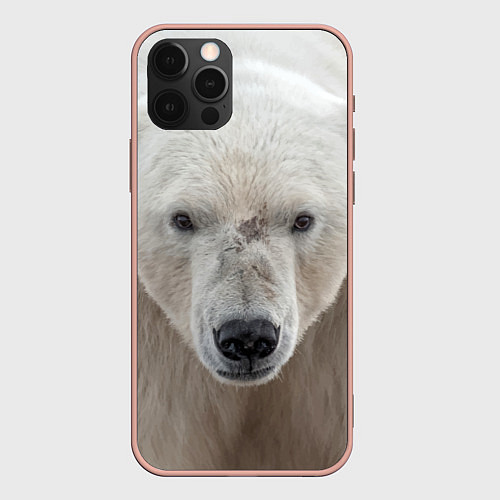 Чехол iPhone 12 Pro Max Белый медведь / 3D-Светло-розовый – фото 1